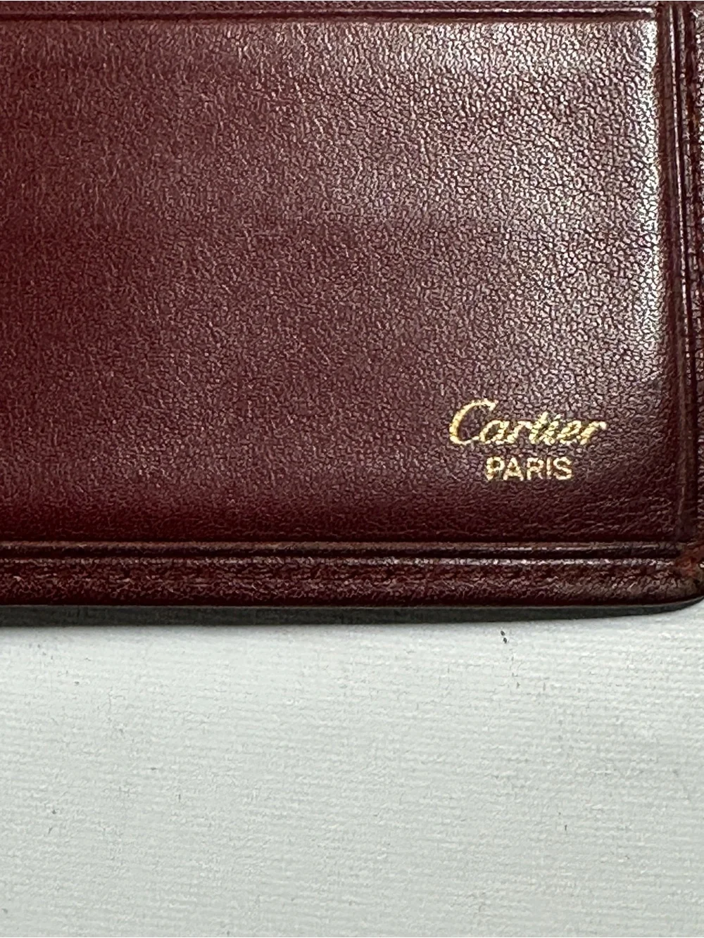 Vintage Must de Cartier Bordeaux Leather Long Walle Gold Corner